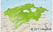 Physical Map of Bizerte, shaded relief outside