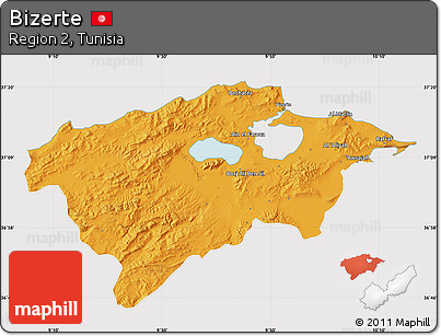 Political Map of Bizerte, cropped outside