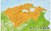 Political Map of Bizerte, physical outside