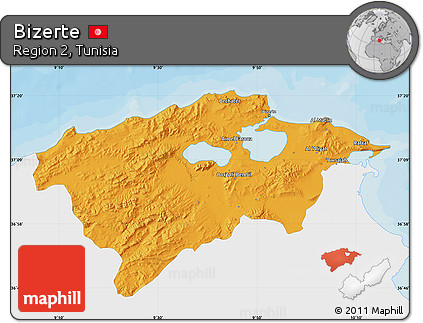 Political Map of Bizerte, single color outside