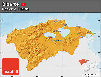 Political Map of Bizerte, single color outside