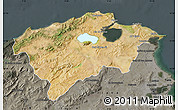 Satellite Map of Bizerte, darken, semi-desaturated