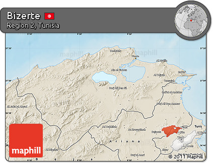 Shaded Relief Map of Bizerte