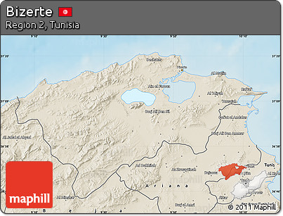 Shaded Relief Map of Bizerte