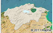 Shaded Relief Map of Bizerte, satellite outside