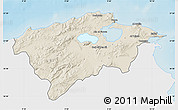 Shaded Relief Map of Bizerte, single color outside
