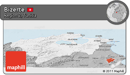 Gray Panoramic Map of Bizerte
