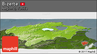 Physical Panoramic Map of Bizerte, darken