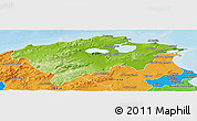 Physical Panoramic Map of Bizerte, political outside