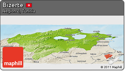 Physical Panoramic Map of Bizerte, shaded relief outside