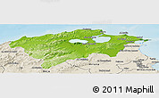Physical Panoramic Map of Bizerte, shaded relief outside