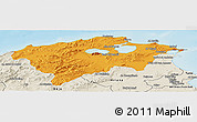 Political Panoramic Map of Bizerte, shaded relief outside