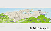 Shaded Relief Panoramic Map of Bizerte, physical outside