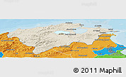 Shaded Relief Panoramic Map of Bizerte, political outside