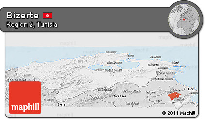 Silver Style Panoramic Map of Bizerte
