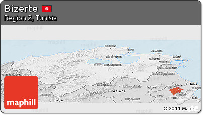 Silver Style Panoramic Map of Bizerte