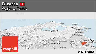 Silver Style Panoramic Map of Bizerte