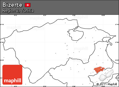Blank Simple Map of Bizerte, no labels