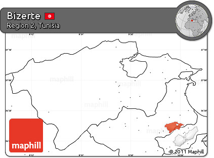 Blank Simple Map of Bizerte, no labels