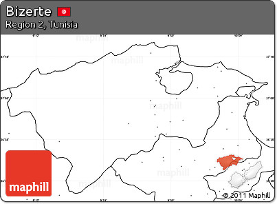 Blank Simple Map of Bizerte, no labels