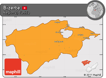 Political Simple Map of Bizerte, cropped outside