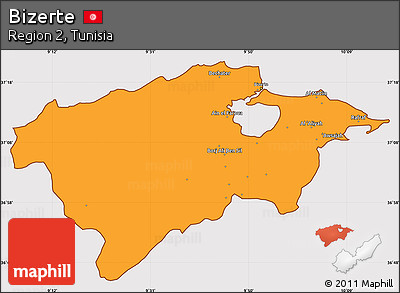Political Simple Map of Bizerte, cropped outside