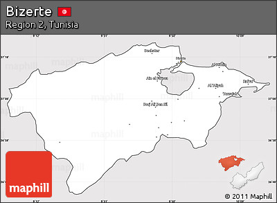 Silver Style Simple Map of Bizerte, cropped outside