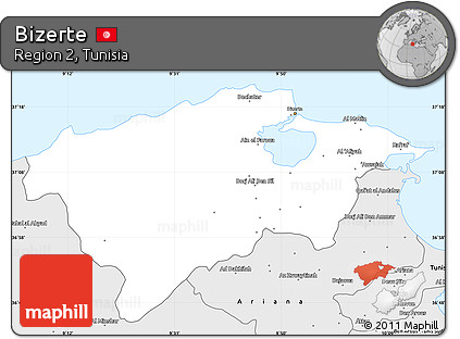 Silver Style Simple Map of Bizerte