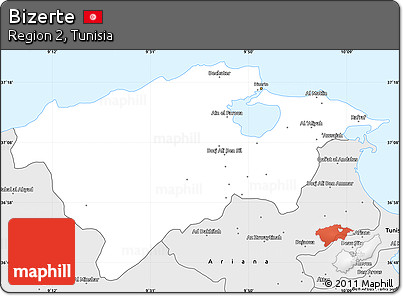 Silver Style Simple Map of Bizerte