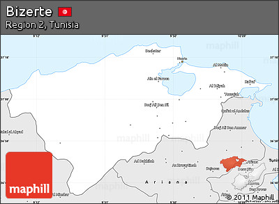 Silver Style Simple Map of Bizerte