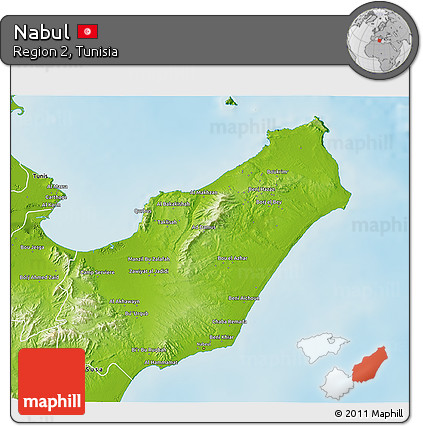 Physical 3D Map of Nabul