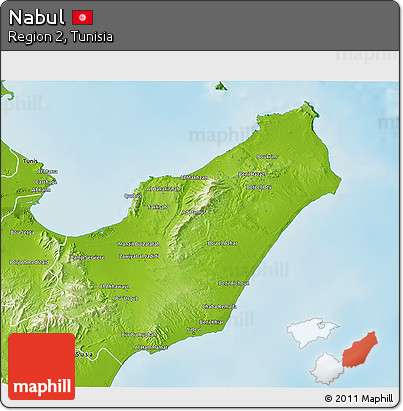 Physical 3D Map of Nabul