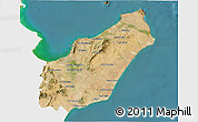 Satellite 3D Map of Nabul, single color outside