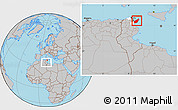 Gray Location Map of Nabul, highlighted parent region, within the entire country