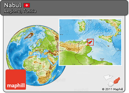 Physical Location Map of Nabul, highlighted parent region