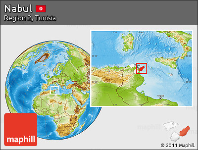 Physical Location Map of Nabul, highlighted parent region