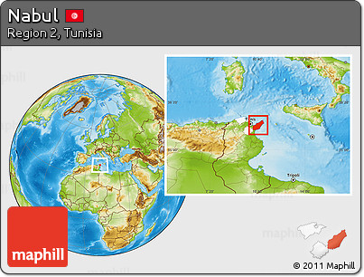 Physical Location Map of Nabul, highlighted parent region