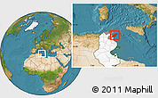 Satellite Location Map of Nabul, highlighted country, highlighted parent region