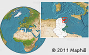 Satellite Location Map of Nabul, highlighted country