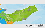 Physical Panoramic Map of Nabul, political outside