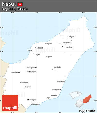 Classic Style Simple Map of Nabul, single color outside