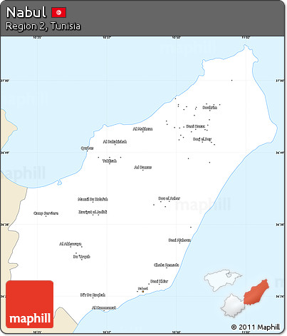 Classic Style Simple Map of Nabul, single color outside