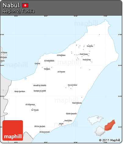 Silver Style Simple Map of Nabul