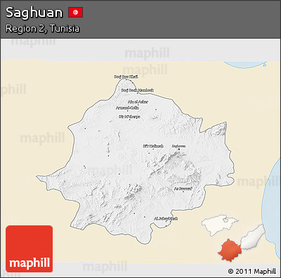 Classic Style 3D Map of Saghuan, single color outside