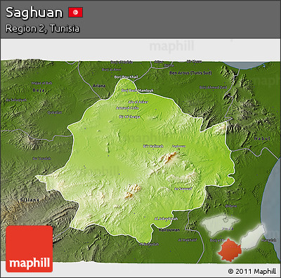 Physical 3D Map of Saghuan, darken
