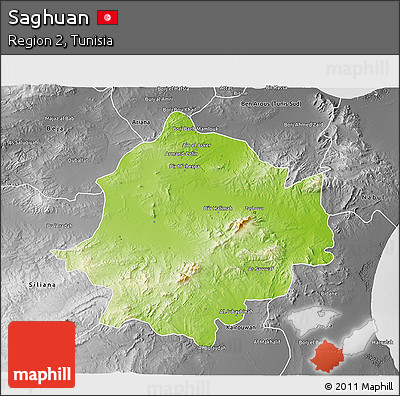 Physical 3D Map of Saghuan, desaturated