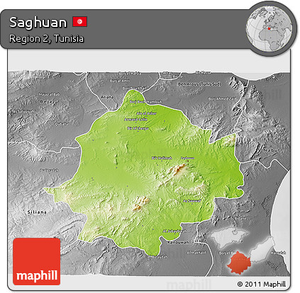 Physical 3D Map of Saghuan, desaturated