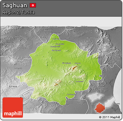 Physical 3D Map of Saghuan, desaturated