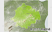 Physical 3D Map of Saghuan, semi-desaturated