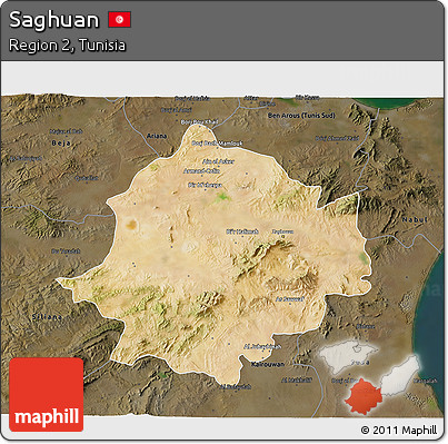 Satellite 3D Map of Saghuan, darken